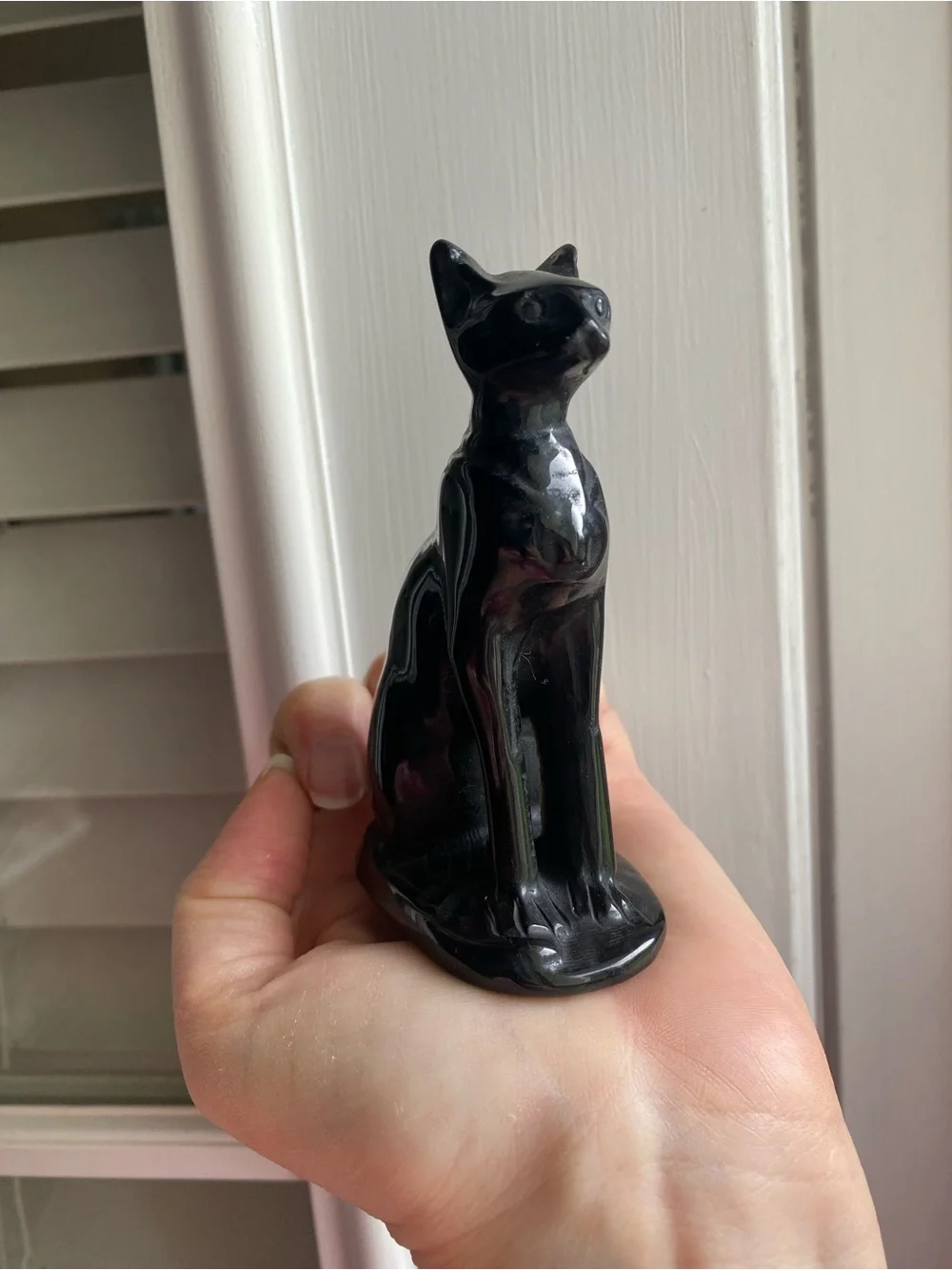 4 Inch Black Tourmaline Sphynx Cat Figurine 🖤🐱